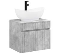 Ensemble de meubles de salle de bain, couleur gris béton, en matériau composite bois