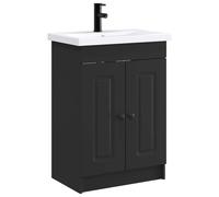 Ensemble de meubles de salle de bain, couleur noire, dimensions : 56 x 37,5 x 81 cm