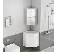 Ensemble de meubles de salle de bain d'angle avec lavabo de 41,5 cm | Armoire à miroir, lavabo en céramique et protection anti-éclaboussures, charnières amortissantes, entièrement pré-montée.