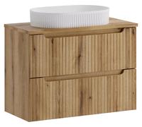 Ensemble de meubles de salle de bain de 80 cm avec plan vasque et vasque à encastrer, modèle Beyond