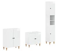 Ensemble de meubles de salle de bain en 3 pièces, modèle ALKMAAR, finition blanche brillant