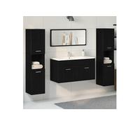 vidaXL Ensemble salle de bain 4 pcs – Meuble mural rectangulaire moderne, Bois technique, Chêne noir