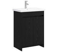 Ensemble de meubles de salle de bain en bois imitation chêne noir, dimensions : 81 x 40 x 84,5 cm