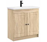 Ensemble de meubles de salle de bain en chêne Sonoma, dimensions : 56 x 37,5 x 81 cm