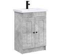 Ensemble de meubles de salle de bain en gris béton, dimensions : 56 x 37,5 x 81 cm