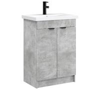 Ensemble de meubles de salle de bain en gris béton, dimensions : 56 x 37,5 x 81 cm
