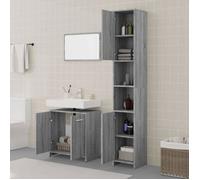 Ensemble de meubles de salle de bain minimaliste - vidaXL - 3 pièces - bois d'ingénierie - sonoma gris - 30 x 30 x 183,5 cm kya69s51