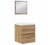 vidaXL Ensemble de mobilier de salle de bain 3 pcs Chêne Noir et Blanc
