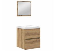 Ensemble de meubles de salle de bain mural - vidaXL - Style moderne - Chêne artisan et blanc - Bois d'ingénierie