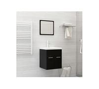vidaXL Ensemble de Meubles de Salle de Bain Noir Aggloméré