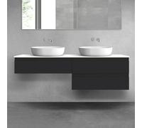 Ensemble de meubles de salle de bain OLTENS, composé de 3 éléments : 2 meubles sous vasque avec tiroirs et une console de 160 x 25,2/48,6 cm