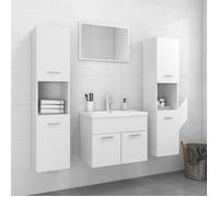 Ensemble de meubles de salle de bain - vidaXL - Blanc - Aggloméré - Lavabo céramique - Miroir 60x37 cm