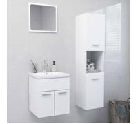 Ensemble de meubles de salle de bain - vidaXL - Blanc - Aggloméré - Miroir 40x1,5x37 cm - Armoire d'évier 41x38,5x46 cm