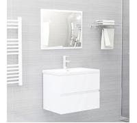 Ensemble de meubles de salle de bain - vidaXL - Blanc - Bois d'ingénierie - 60x38,5x45 cm - Vasque encastrée - Céramique