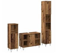 Ensemble de meubles de salle de bain - vidaXL - Bois ancien - 3 pièces - Rangement spacieux - 80x33x50 cm - 30x30x180 cm