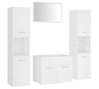 Ensemble de meubles de salle de bain - vidaXL - bois d'ingénierie - blanc - avec miroir - 2 portes et 5 compartiments 686koq75s