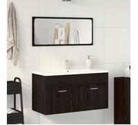 Ensemble de meubles de salle de bain - vidaXL - Chêne noir - Design mural - Miroir inclus