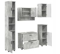 Ensemble de meubles de salle de bains 5 pcs béton gris contreplaqué et métal