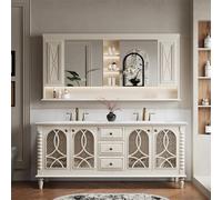 Ensemble de meubles de salle de bains avec lavabo en pierre frittée et armoire de toilette, ensemble de salle de bains, meuble-lavabo avec meuble sous-vasque, ensemble de lavabo blanc 130 cm /JGBAI/