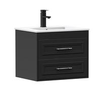 Ensemble de meubles de salle de bains Puluomis avec lavabo en céramique. Meuble sous-vasque de 60 cm avec 2 tiroirs, robinet et accessoires inclus