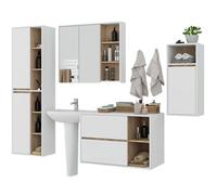 Ensemble de meubles de salle de bains VAMI suspendu Blanche intérieur Chêne Sonoma