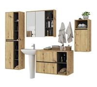 Ensemble de meubles de salle de bains VAMI suspendu Chêne Artisan intérieur Gris Graphite