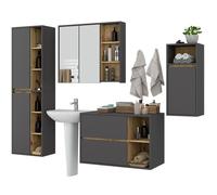 Ensemble de meubles de salle de bains VAMI suspendu Gris Graphite intérieur Chêne Artisan