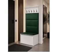 Ensemble de meubles d'entrée - ANDY - Cintre, Banc de Rangement à Chaussures - avec Coussin Confortable - Vert