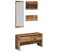 Ensemble de meubles d'entrée - vidaXL - Bois ancien - 90x31x46,5 cm - Banc de rangement - Miroir 31x90 cm