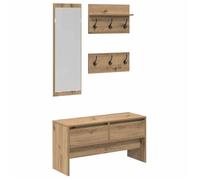 vidaXL Ensemble de Meubles d'entrée avec tiroir 4 pcs Chêne Artisan, Meubles Modernes pour Couloir, Banc de Rangement Compact, Organiseur stylé pour l'entrée, système de Porte-Manteaux