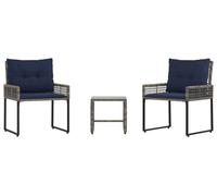 Ensemble de meubles d'extérieur 3 pcs Gris et marine