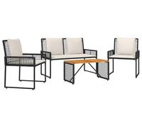 Ensemble de meubles d'extérieur 4 pcs Noir et blanc crème