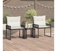 Ensemble de mobilier de jardin vidaXL, 9 pièces, noir et turquoise, en polyrotin