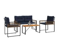 vidaXL Ensemble de meubles de jardin avec coussins 4 pcs bleu marine