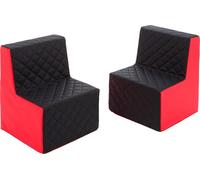 Ensemble de meubles eko en cuir matelassé : 2xfootrest Ensemble de meubles eko leather quilted : 2x chaise (couleur : rouge et noir)