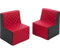 Ensemble de meubles eko en cuir matelassé : 2xfootrest Ensemble de meubles eko leather quilted : 2x chaise (couleur : noir-rouge)