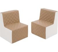 Ensemble de meubles eko en cuir matelassé : 2xfootrest Ensemble de meubles eko leather quilted : 2x fauteuil (couleur : blanc, cappuccino)