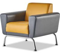Ensemble de meubles en cuir Canapés en cuir 2 places Fauteuil Jaune Gris Acier inoxydable Bois