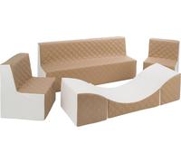 Ensemble de meubles en cuir matelassé : 2xfotchair+couch+couch Ensemble de meubles en matelassé : 2xfotel+couch+couch (couleur : blanc, cappuccino)