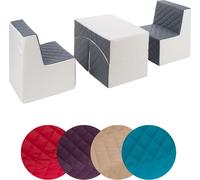 Ensemble de meubles en cuir matelassé : 2xfotel+couch Ensemble de meubles eko en cuir matelassé : 2xfotel+couch (couleur : noir-rouge)