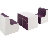 Ensemble de meubles en cuir matelassé : 2xfotel+couch Ensemble de meubles eko en cuir matelassé : 2xfotel+couch (couleur : blanc, violet)
