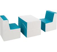 Ensemble de meubles en cuir matelassé : 2xfotel+couch Ensemble de meubles eko en cuir matelassé : 2xfotel+couch (couleur : blanc, turquoise)