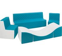 Ensemble de meubles en cuir matelassé : 2xfotel+couch+recliner Ensemble de meubles en matelassé : 2xfotel+couch+couch (couleur : blanc, turquoise)