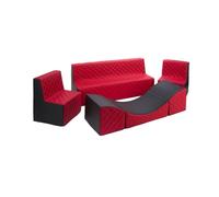 Ensemble de meubles en mousse : 2 chaise canapé et fauteuil noir-rouge