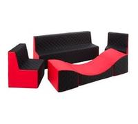 Ensemble de meubles en mousse : 2 chaise canapé et fauteuil rouge-noir