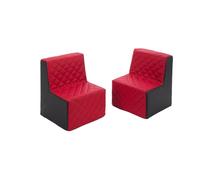 Ensemble de meubles eko en cuir matelassé : 2xfootrest Ensemble de meubles eko leather quilted : 2x chaise (couleur : noir-rouge)
