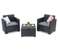 Ensemble de meubles en résine tressée Nebraska Terrace Box 2 avec coffre Bica anthracite