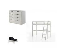 Mes Lit mezzanine enfant en pin - Blanc