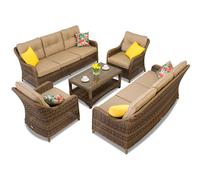 Ensemble de meubles luxueux en résine tressée Toledo Coffee 8 marron Garden Point