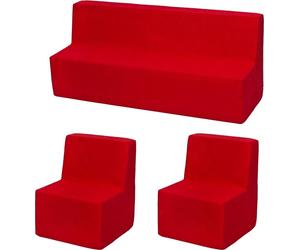 Ensemble de meubles pour chambre d'enfant : 2xfauteuils+canapé rouge